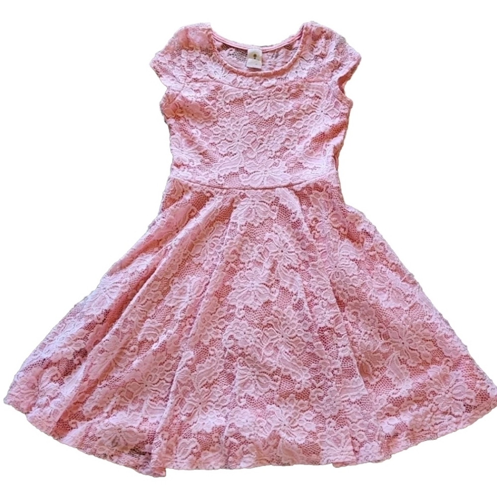 Just Kids Lace overlay dress Size 10 Color pink Made in the USA 🇺🇸